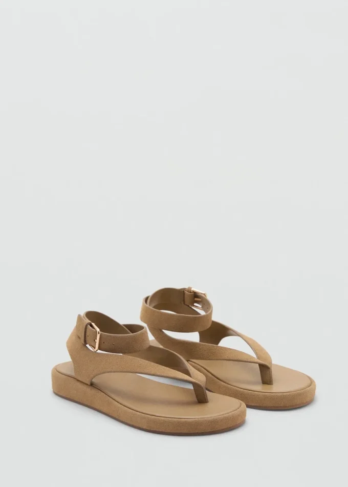 Sandalen aus Spaltleder mit Schnalle