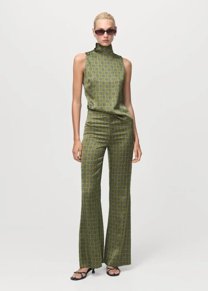 Satin-Hose mit geometrischem Print