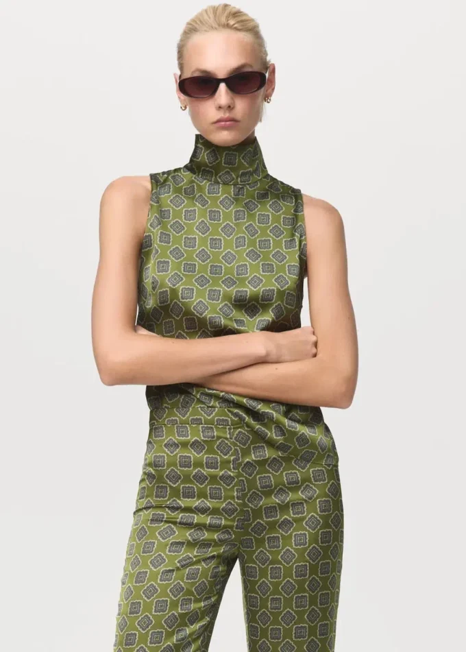 Satin-Hose mit geometrischem Print