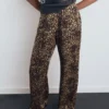 Satin-Hose mit Leopardenmuster