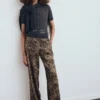 Satin-Hose mit Leopardenmuster