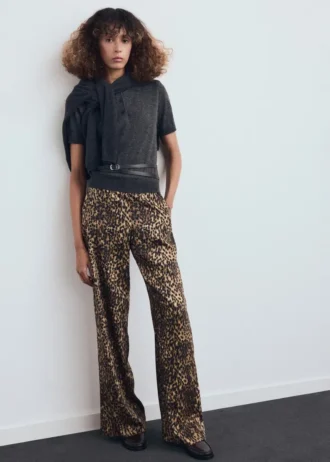 Satin-Hose mit Leopardenmuster