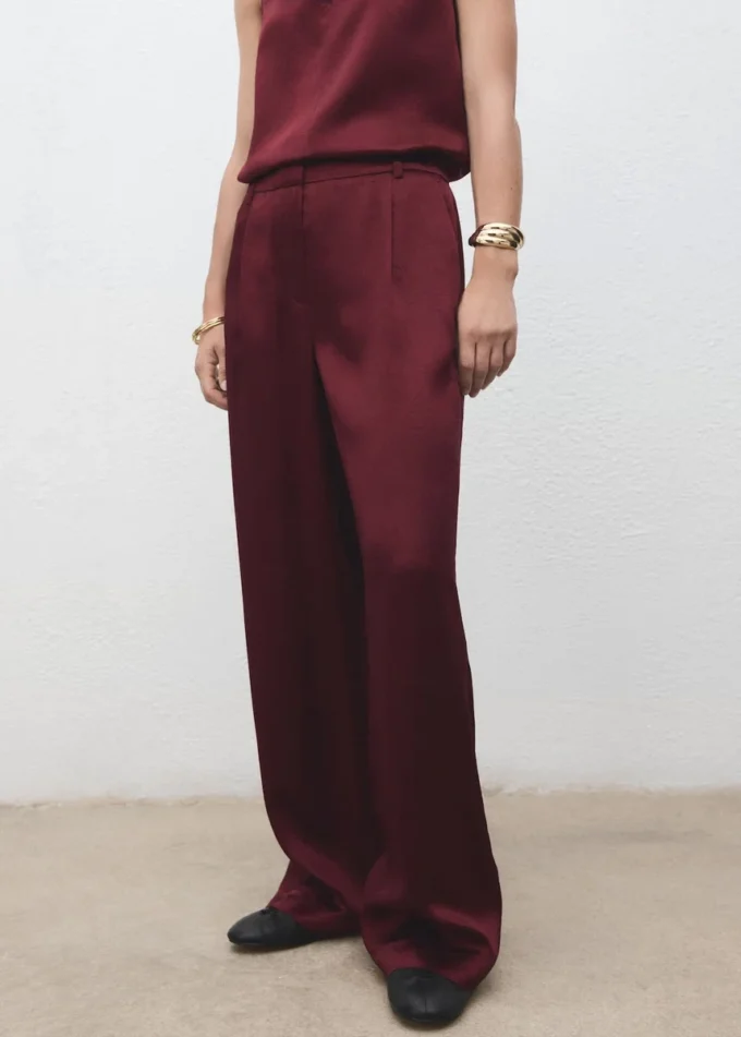 Satin-Hose mit weitem Bein
