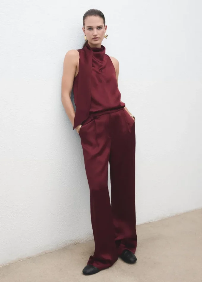 Satin-Hose mit weitem Bein