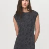 Satin-Jacquardkleid mit Blumenmuster