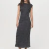Satin-Jacquardkleid mit Blumenmuster