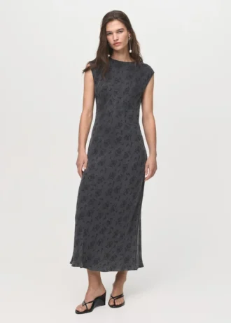 Satin-Jacquardkleid mit Blumenmuster