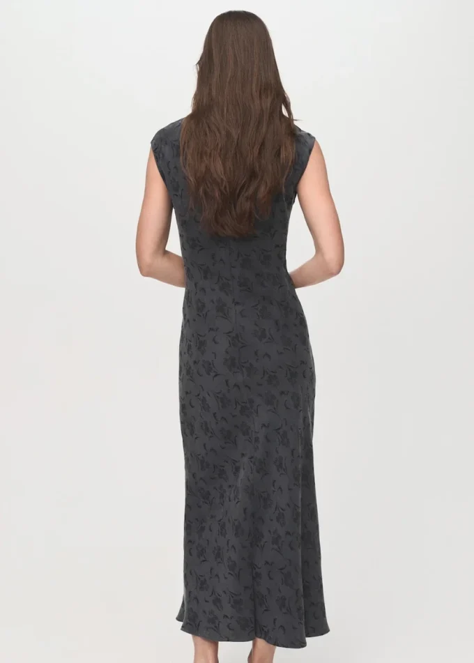 Satin-Jacquardkleid mit Blumenmuster