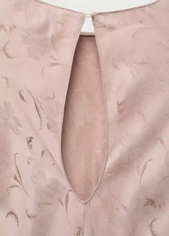 Satin-Jacquardkleid mit Blumenmuster