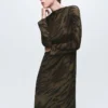 Satin-Kleid mit Animal-Print
