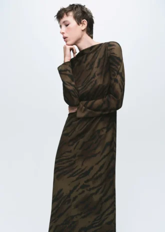 Satin-Kleid mit Animal-Print