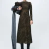 Satin-Kleid mit Animal-Print