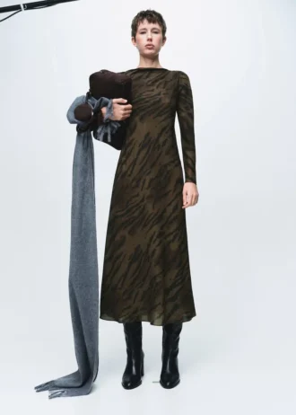 Satin-Kleid mit Animal-Print