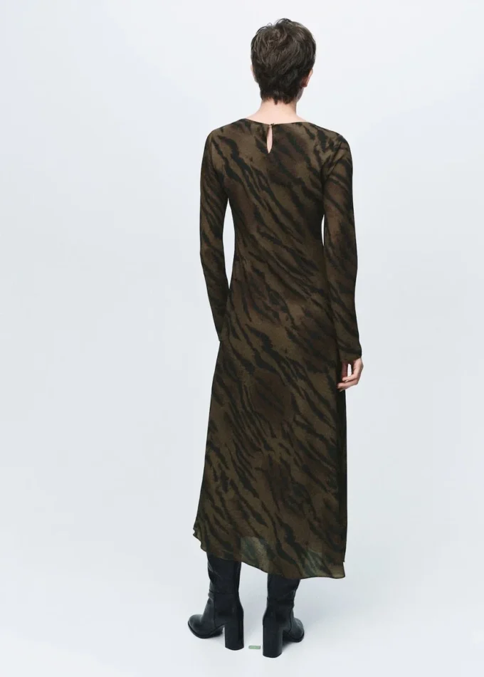 Satin-Kleid mit Animal-Print