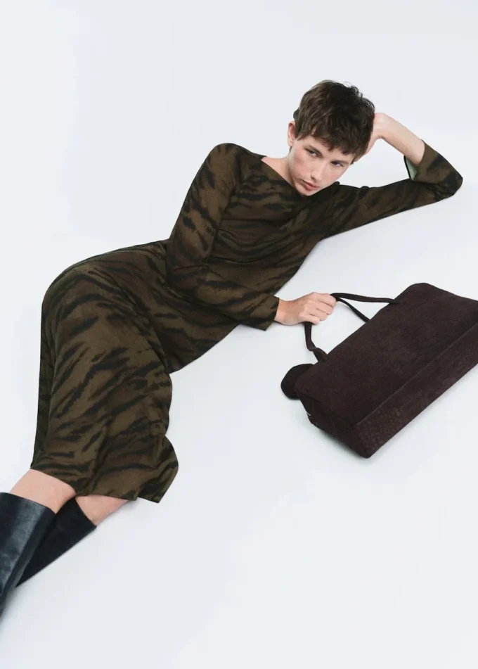 Satin-Kleid mit Animal-Print