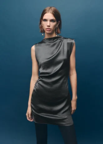 Satin-Kleid mit Knittereffekt