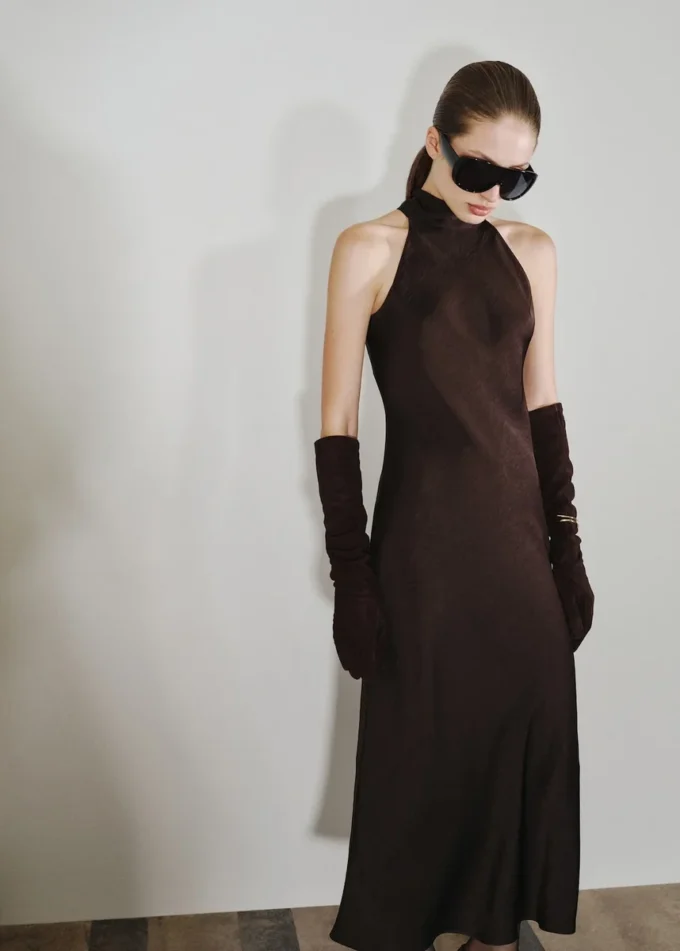 Satin-Kleid mit Knittereffekt