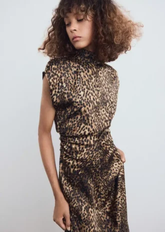 Satin-Kleid mit Leopardenmuster