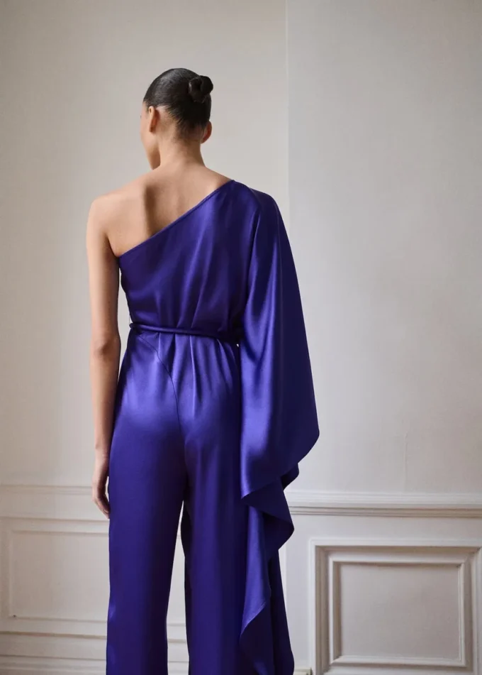 Satin-Maxi-Rüschen-Jumpsuit