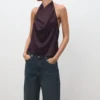 Satin-Oberteil mit drapiertem Ausschnitt Satin-Oberteil mit drapiertem Ausschnitt