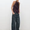 Satin-Oberteil mit drapiertem Ausschnitt Satin-Oberteil mit drapiertem Ausschnitt