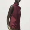 Satinbluse mit hohem Kragen Satinbluse mit hohem Kragen
