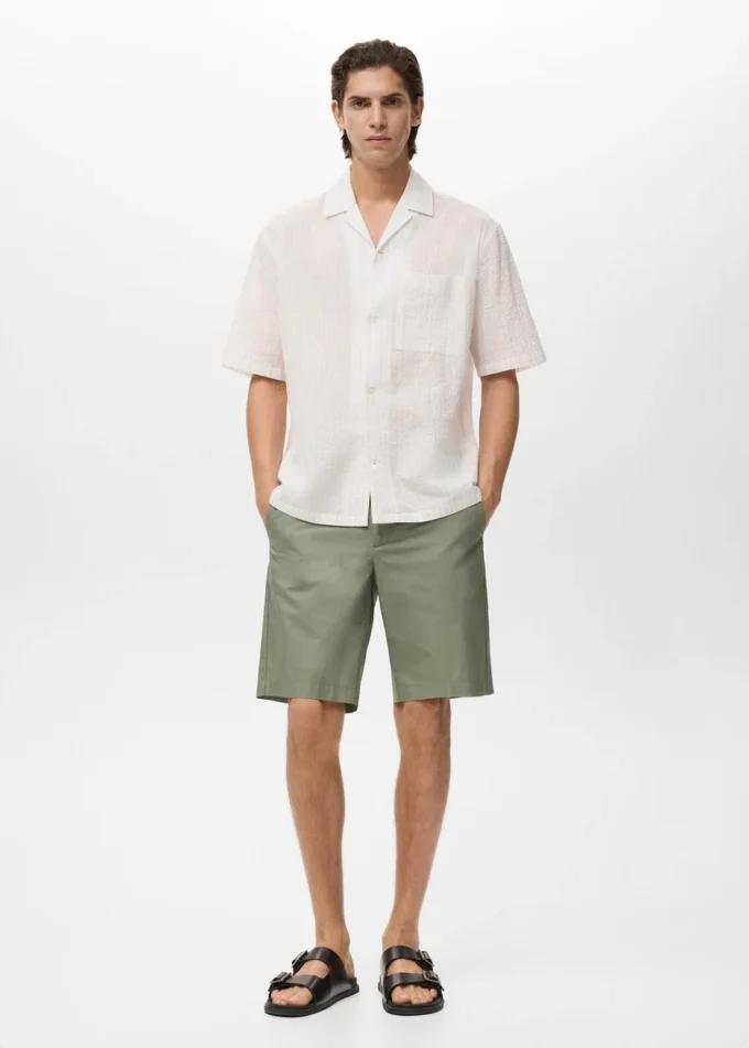Schmal geschnittene Bermudashorts aus Baumwoll-Chino Schmal geschnittene Bermudashorts aus Baumwoll-Chino