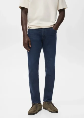 Schmal geschnittene blau-schwarze Jan-Jeans