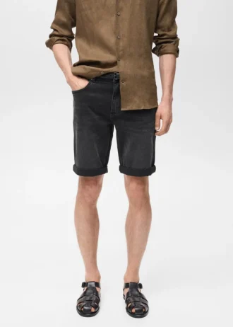 Schmal geschnittene Denim-Bermudashorts