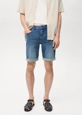 Schmal geschnittene Denim-Bermudashorts