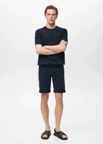 Schmal geschnittene Denim-Bermudashorts