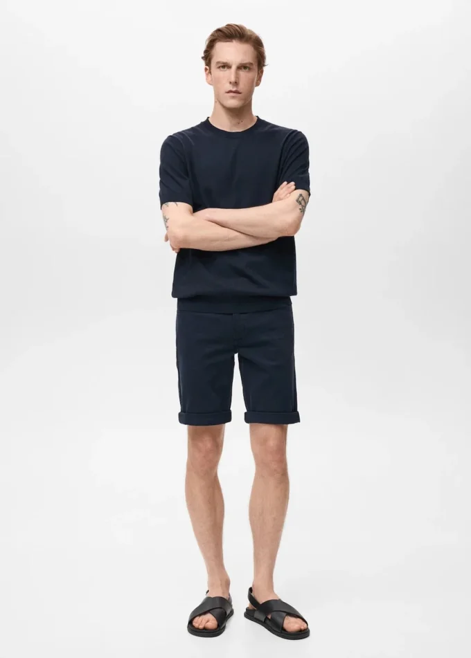 Schmal geschnittene Denim-Bermudashorts Schmal geschnittene Denim-Bermudashorts