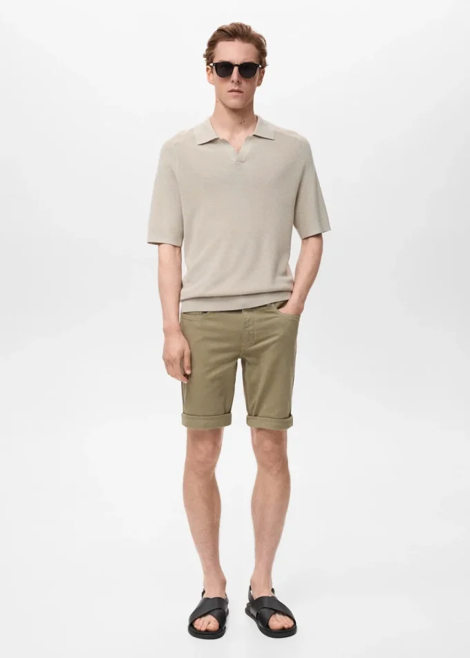 Schmal geschnittene Denim-Bermudashorts Schmal geschnittene Denim-Bermudashorts