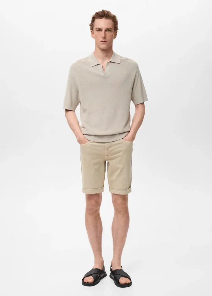 Schmal geschnittene Denim-Bermudashorts Schmal geschnittene Denim-Bermudashorts