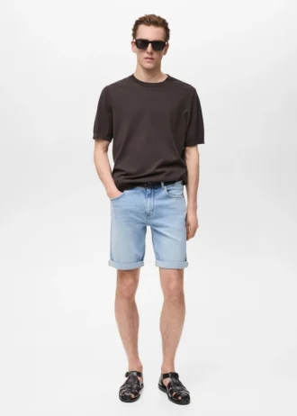Schmal geschnittene Denim-Bermudashorts Schmal geschnittene Denim-Bermudashorts