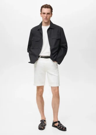 Schmal geschnittene Denim-Bermudashorts