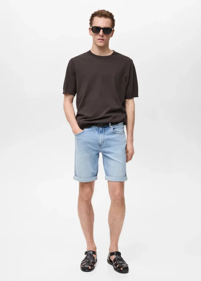 Schmal geschnittene Denim-Bermudashorts Schmal geschnittene Denim-Bermudashorts