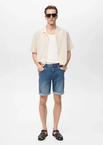 Schmal geschnittene Denim-Bermudashorts