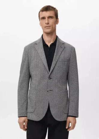 Schmal geschnittene, taillierte Jacke mit Fischgrätenmuster
