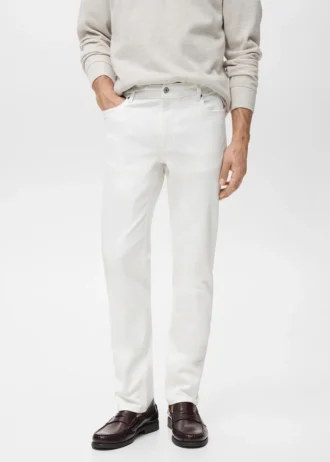 Schmal geschnittene weiße Jan-Jeans