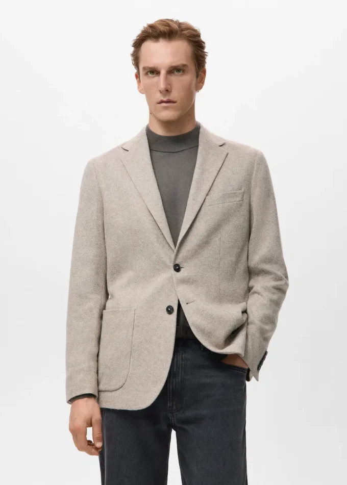 Schmal geschnittener Blazer aus melierter Wolle Schmal geschnittener Blazer aus melierter Wolle