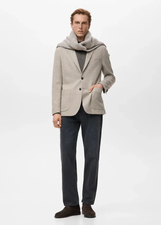 Schmal geschnittener Blazer aus melierter Wolle Schmal geschnittener Blazer aus melierter Wolle