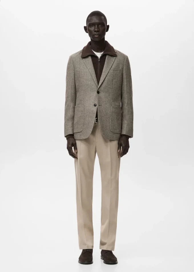 Schmal geschnittener Blazer aus Wollmischung Schmal geschnittener Blazer aus Wollmischung