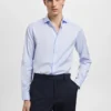 Schmal geschnittenes Anzughemd aus Twill mit Mikroprint