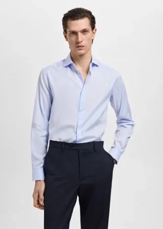 Schmal geschnittenes Anzughemd aus Twill mit Mikroprint