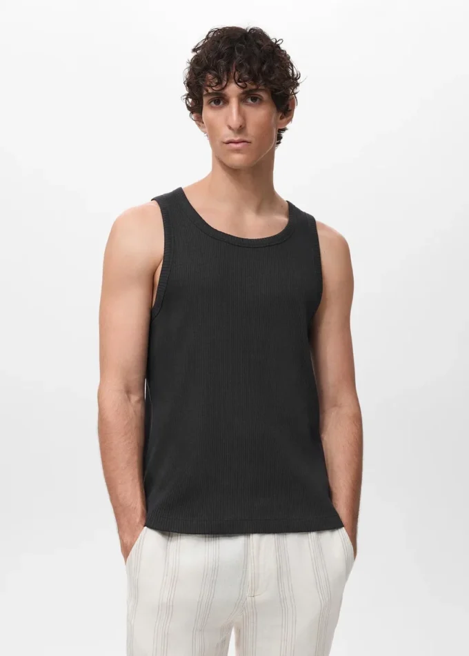 Schmal geschnittenes, geripptes Tanktop Schmal geschnittenes, geripptes Tanktop