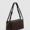 Schultertasche aus Wildleder mit Ösen
