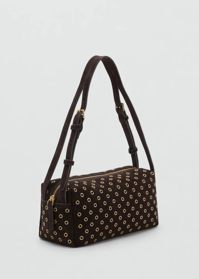 Schultertasche aus Wildleder mit Ösen