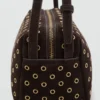 Schultertasche aus Wildleder mit Ösen