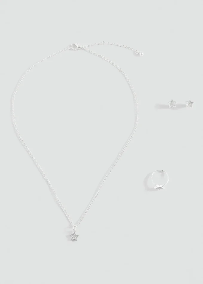 Set aus Halsband, Ohrringen und Ring